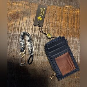 NWT  Fashion Wristlet Card Holder Keychain Wallet, Zip Card Case Navy